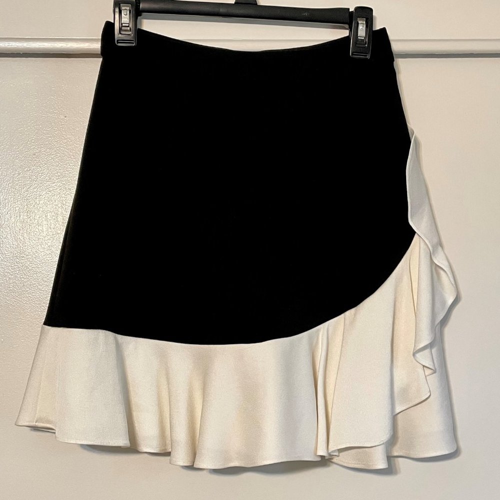 kate spade Black and Cream Ruffle Mini Skirt